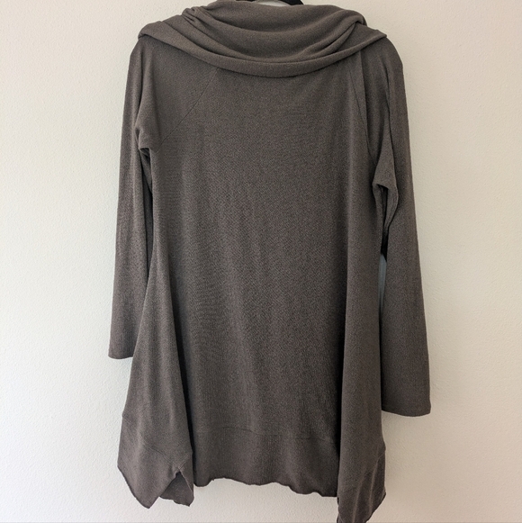 Soft Surroundings Taupe/Grey Cowl Neck Sweater Asymmetrical Hem Women's size S - Picture 3 of 7